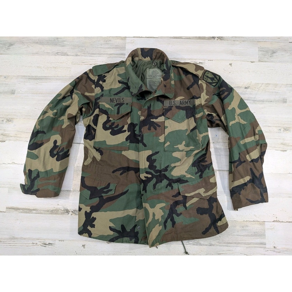 Vintage 90s Military Jacket Mens Medium Regular Cold Weather M65 Field Woodland